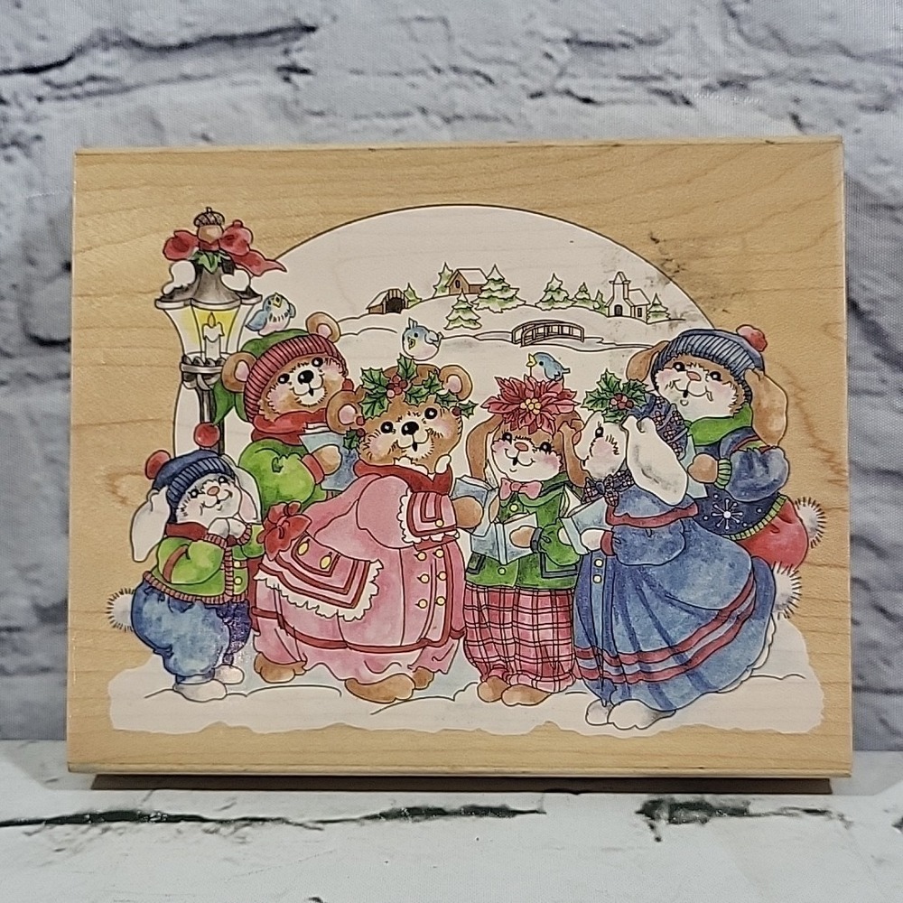 Stamps Happen Rubber Stamp #80068 Clover Hill Chior Christmas Anthropomorphic